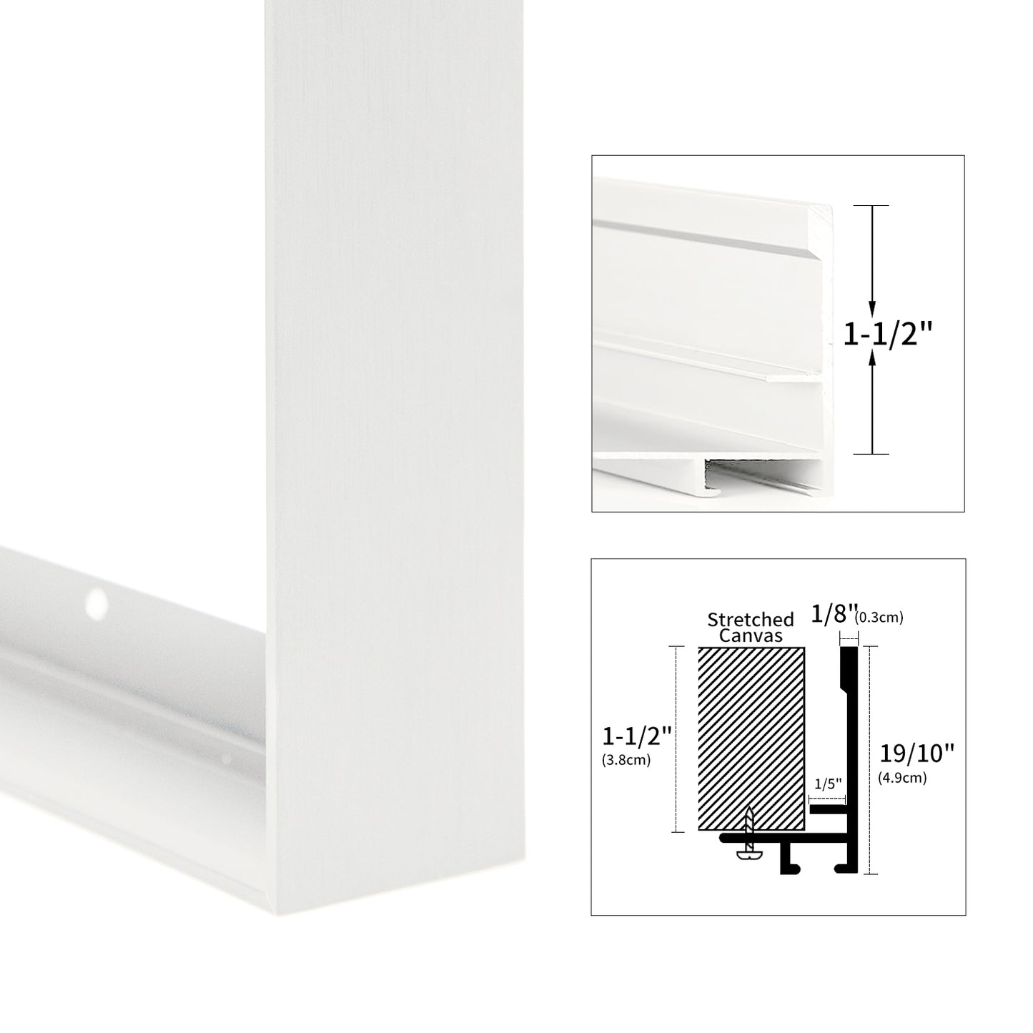 Metal floating frame, used for canvas oil painting, DIY canvas frame, 1.5 inches deep, floating frame, used for canvas print wall art/portrait/landscape living room bedroom kitchen decoration (dumb white)