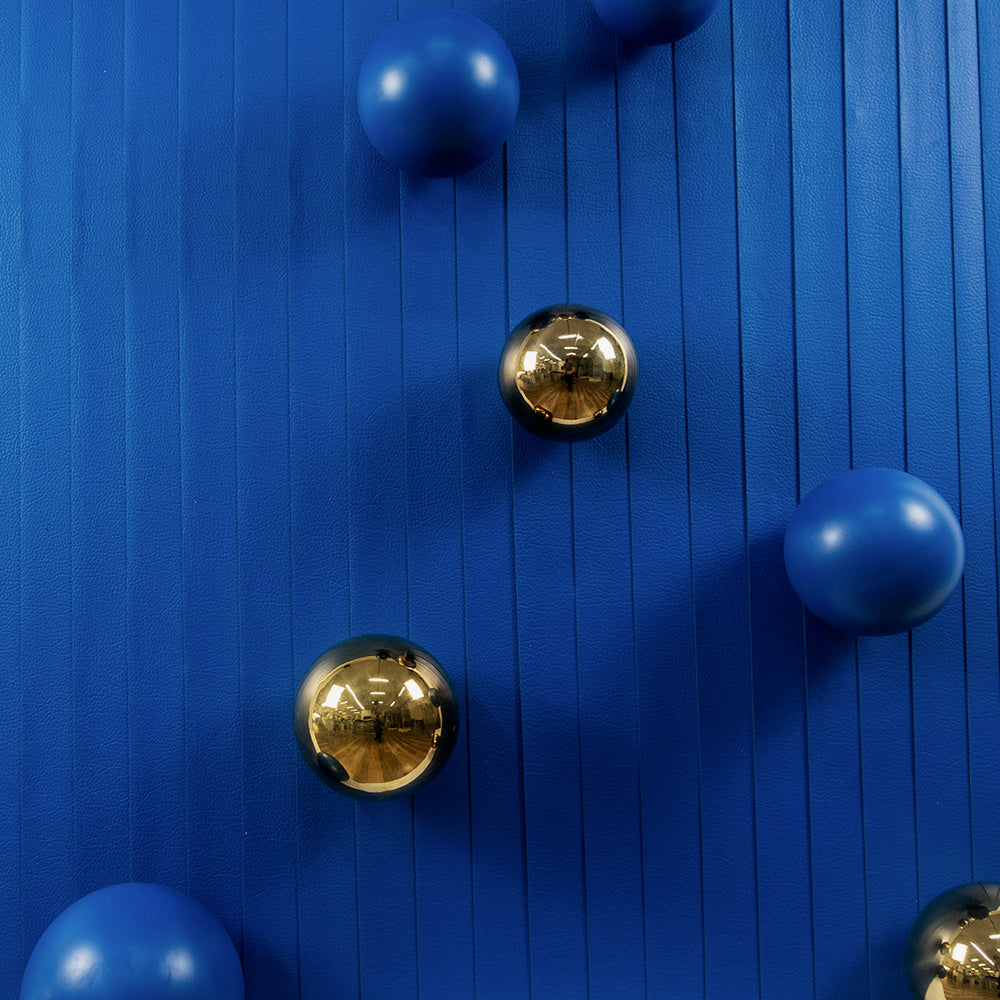 Blue Metal Ball Installation Art
