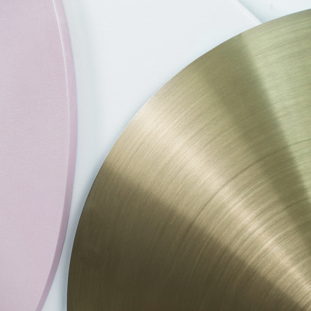 Oval Leather and Metal Disc Installation Art