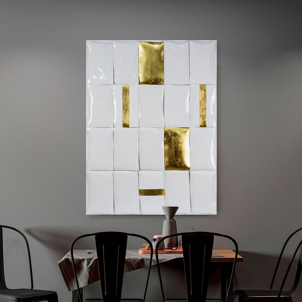 White Gold Checkered Acrylic Installation Art