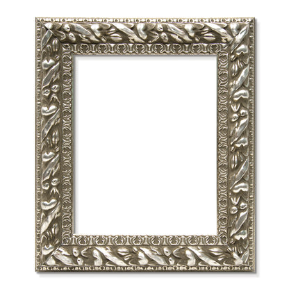 Solid Wood Frame for 8x10 Canvas Paintings, Finished Antique Ornate Retro Silver Canvas Frames for Oil Painting Art Prints, for Home Living Room Wall Decor (Empty Frame Only, No Backboard and Glass)