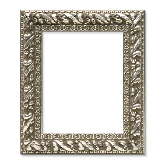Solid Wood Frame for 8x10 Canvas Paintings, Finished Antique Ornate Retro Silver Canvas Frames for Oil Painting Art Prints, for Home Living Room Wall Decor (Empty Frame Only, No Backboard and Glass)