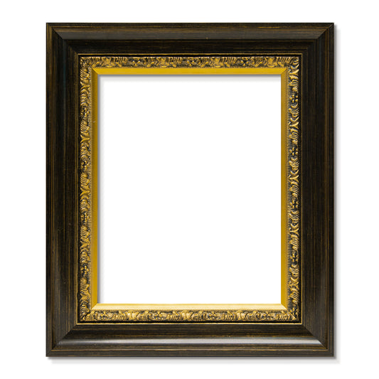 Solid Wood Frame for 8x10 Canvas Paintings, Finished Antique Ornate Black Gold Canvas Frames for Oil Painting Art Prints, for Home Living Room Wall Decor (Empty Frame Only, No Backboard and Glass)