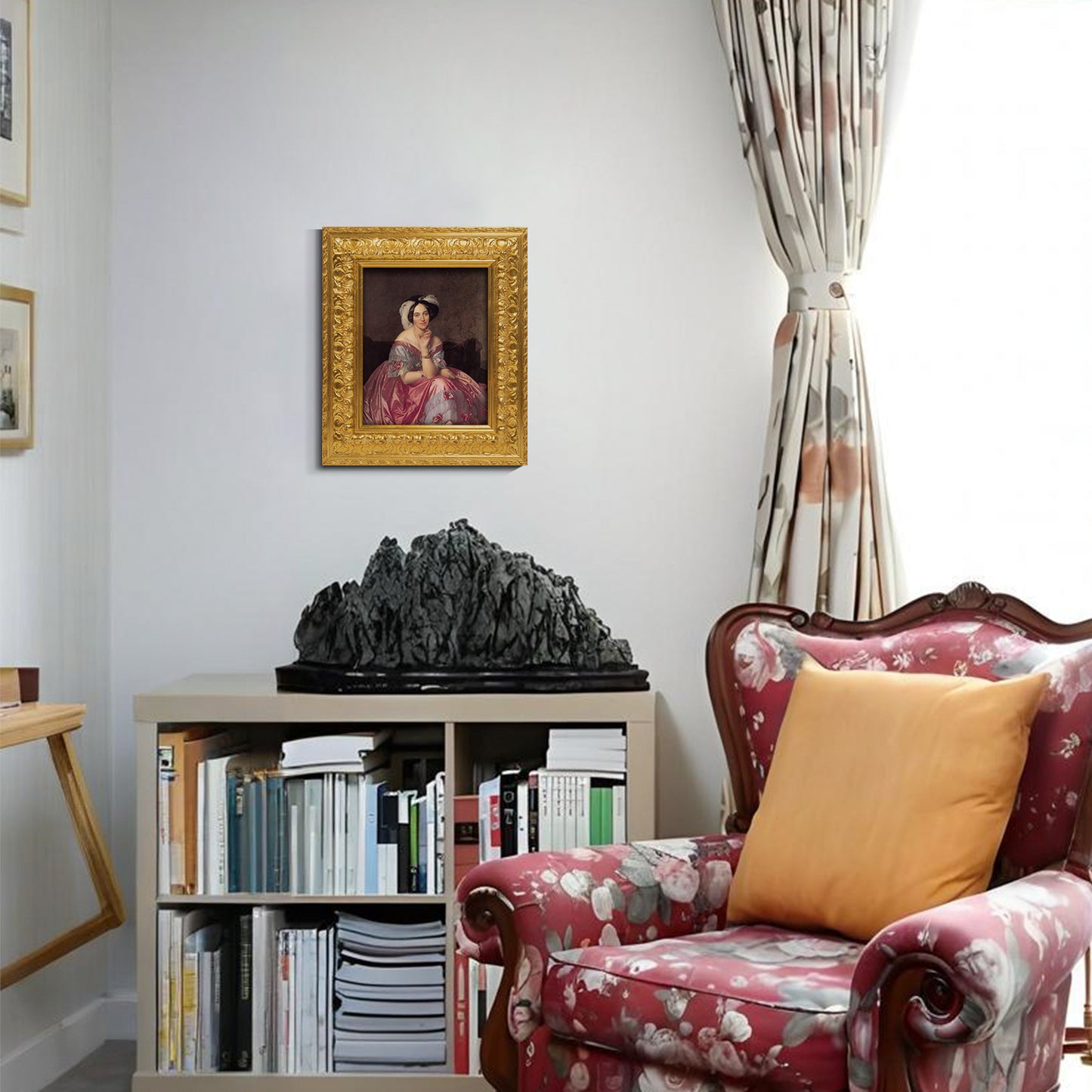 Solid Wood Frame for 8x10 Canvas Paintings, Finished Antique Ornate Patterned Gold Canvas Frames for Oil Painting Art Prints, for Home Living Room Wall Decor (Empty Frame Only, No Backboard and Glass)