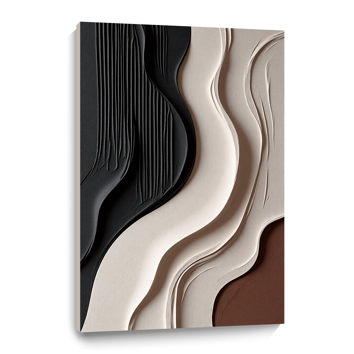 Beige and Brown Black Wall Sculptures, 3D Wood Wall Art, Minimalist Wall Hanging Home Decor