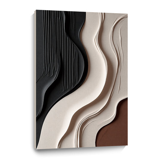 Beige and Brown Black Wall Sculptures, 3D Wood Wall Art, Minimalist Wall Hanging Home Decor