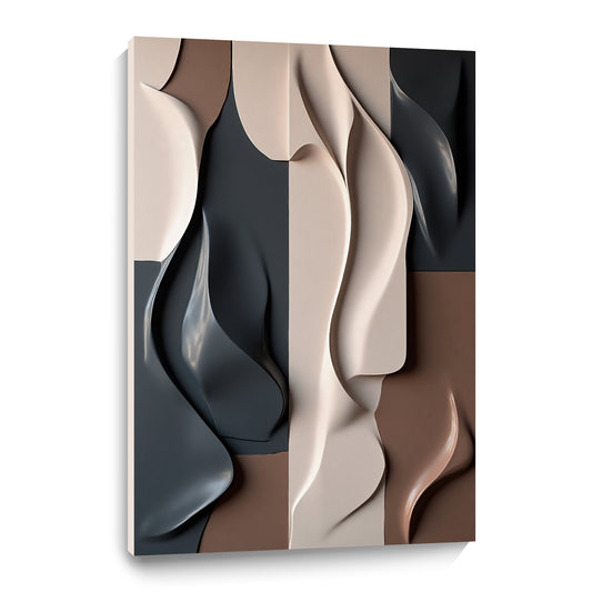 Beige and Brown dark green Wall Sculptures, 3D Wood Wall Art, Minimalist Wall Hanging Home Decor