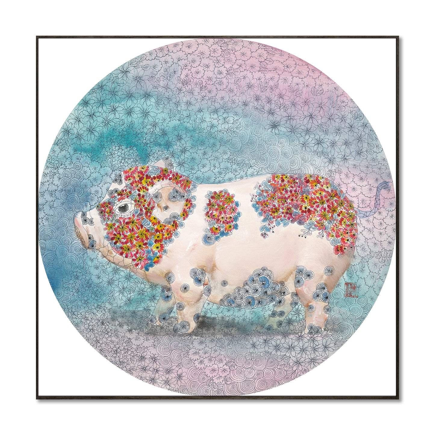 "Happy Pig"framed prints