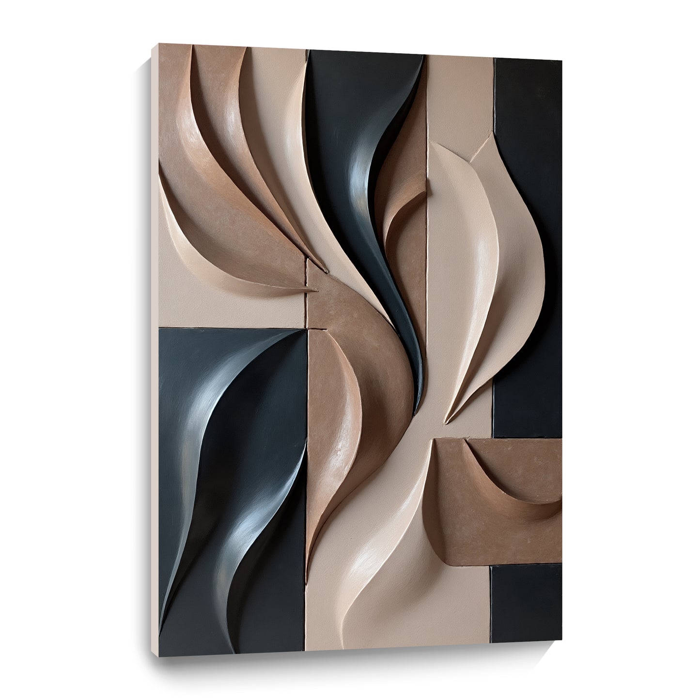 Beige and Brown dark green Wall Sculptures, 3D Wood Wall Art, Minimalist Wall Hanging Home Decor