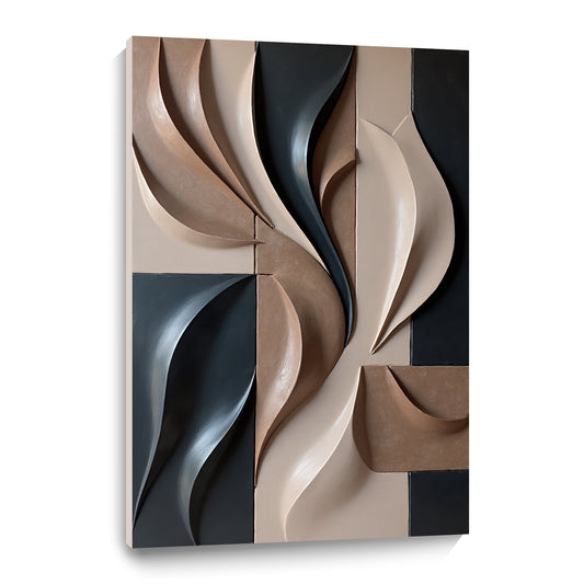 Beige and Brown dark green Wall Sculptures, 3D Wood Wall Art, Minimalist Wall Hanging Home Decor