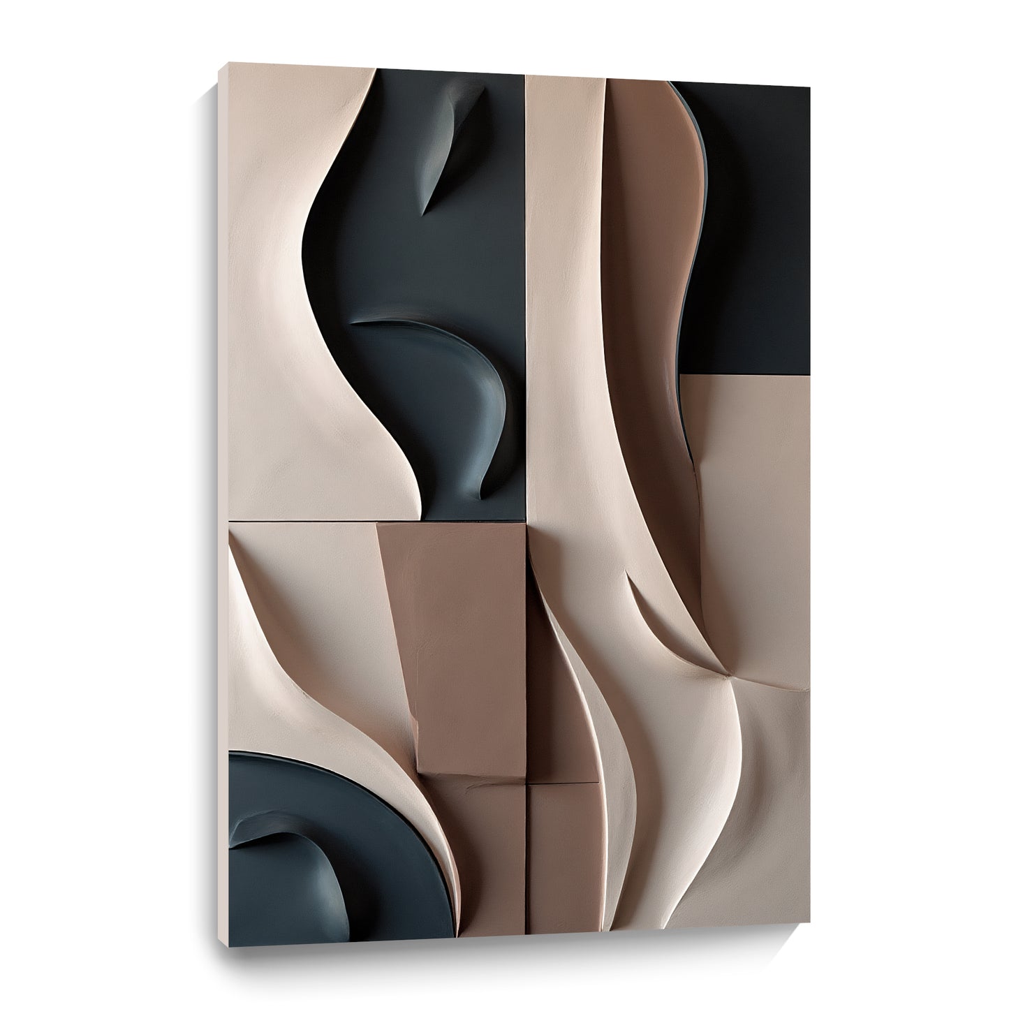 Beige and Brown dark green Wall Sculptures, 3D Wood Wall Art, Minimalist Wall Hanging Home Decor