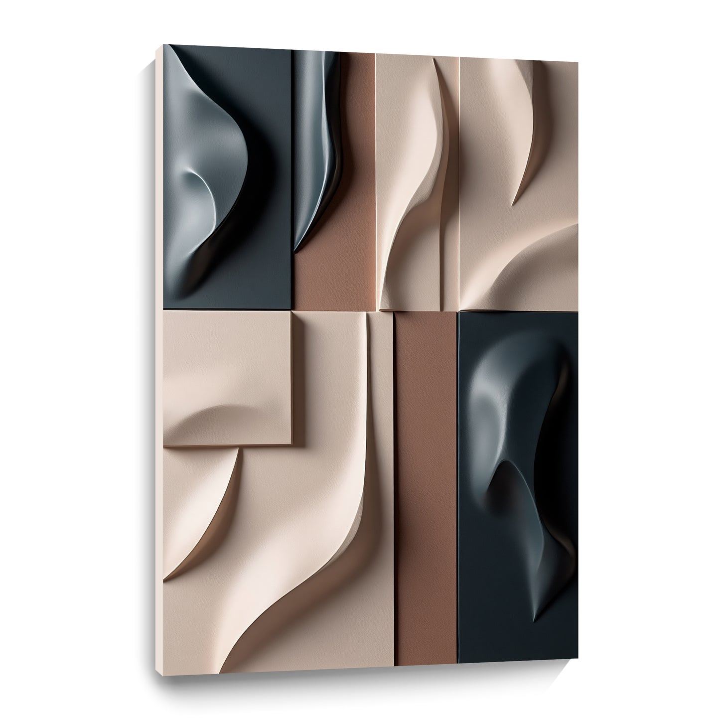 Beige and Brown dark green Wall Sculptures, 3D Wood Wall Art, Minimalist Wall Hanging Home Decor