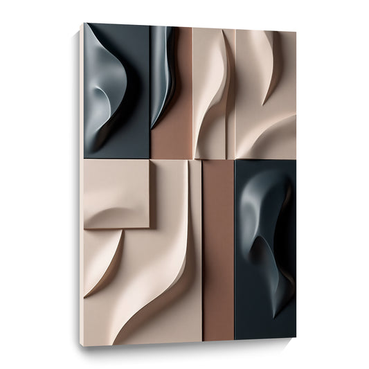 Beige and Brown dark green Wall Sculptures, 3D Wood Wall Art, Minimalist Wall Hanging Home Decor