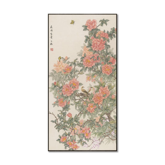 "Spring scenery for the people" framed silk prints