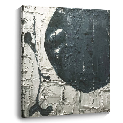 Black, white and gray simple wall art, hand-painted oil painting