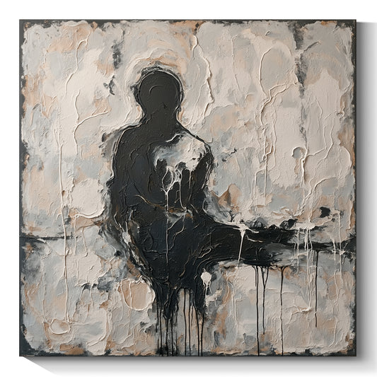 Square modern abstract wall art, hand-painted oil painting