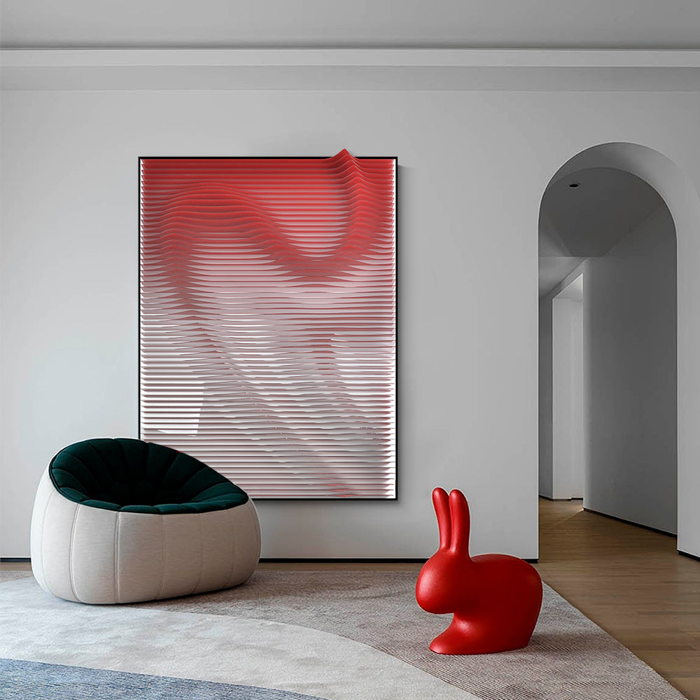 Red and white texture three-dimensional acrylic installation art