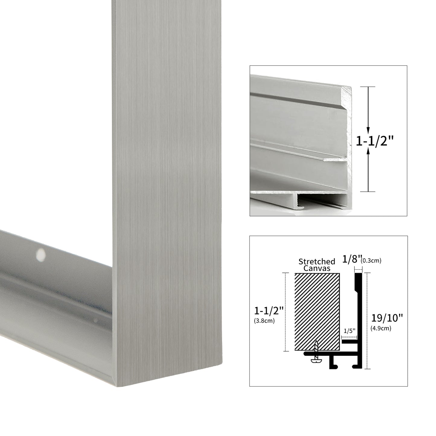 Metal Floating Picture Frame for Canvas Oil Painting, DIY Canvas Picture Frame, 1.5 Inch Depth for Canvas Prints Wall Art/Portrait/Landscape Living Room Bedroom Kitchen Decor (silver)