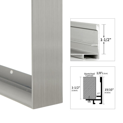 Metal Floating Picture Frame for Canvas Oil Painting, DIY Canvas Picture Frame, 1.5 Inch Depth for Canvas Prints Wall Art/Portrait/Landscape Living Room Bedroom Kitchen Decor (silver)