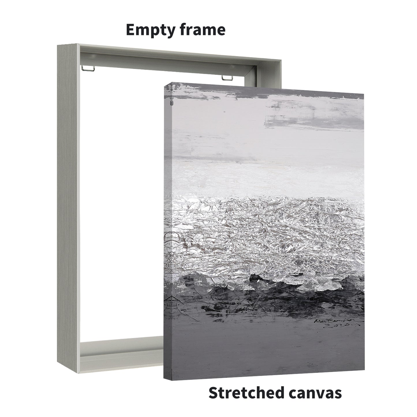 Metal Floating Picture Frame for Canvas Oil Painting, DIY Canvas Picture Frame, 1.5 Inch Depth for Canvas Prints Wall Art/Portrait/Landscape Living Room Bedroom Kitchen Decor (silver)