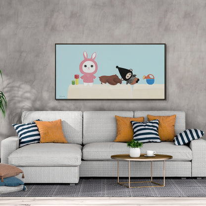 "The puppet on the sofa"hand-stretched framed prints