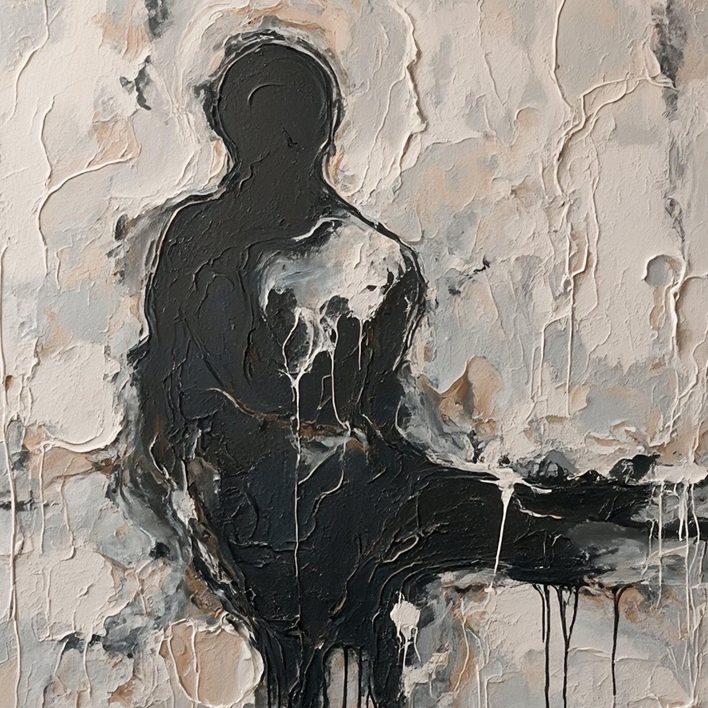 Square modern abstract wall art, hand-painted oil painting