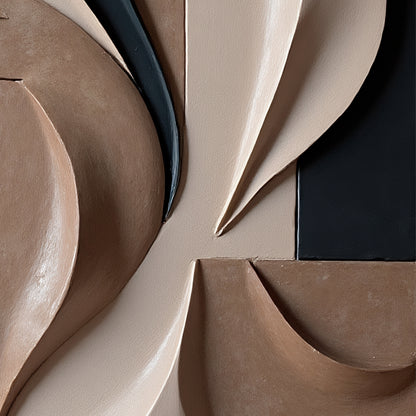 Beige and Brown dark green Wall Sculptures, 3D Wood Wall Art, Minimalist Wall Hanging Home Decor
