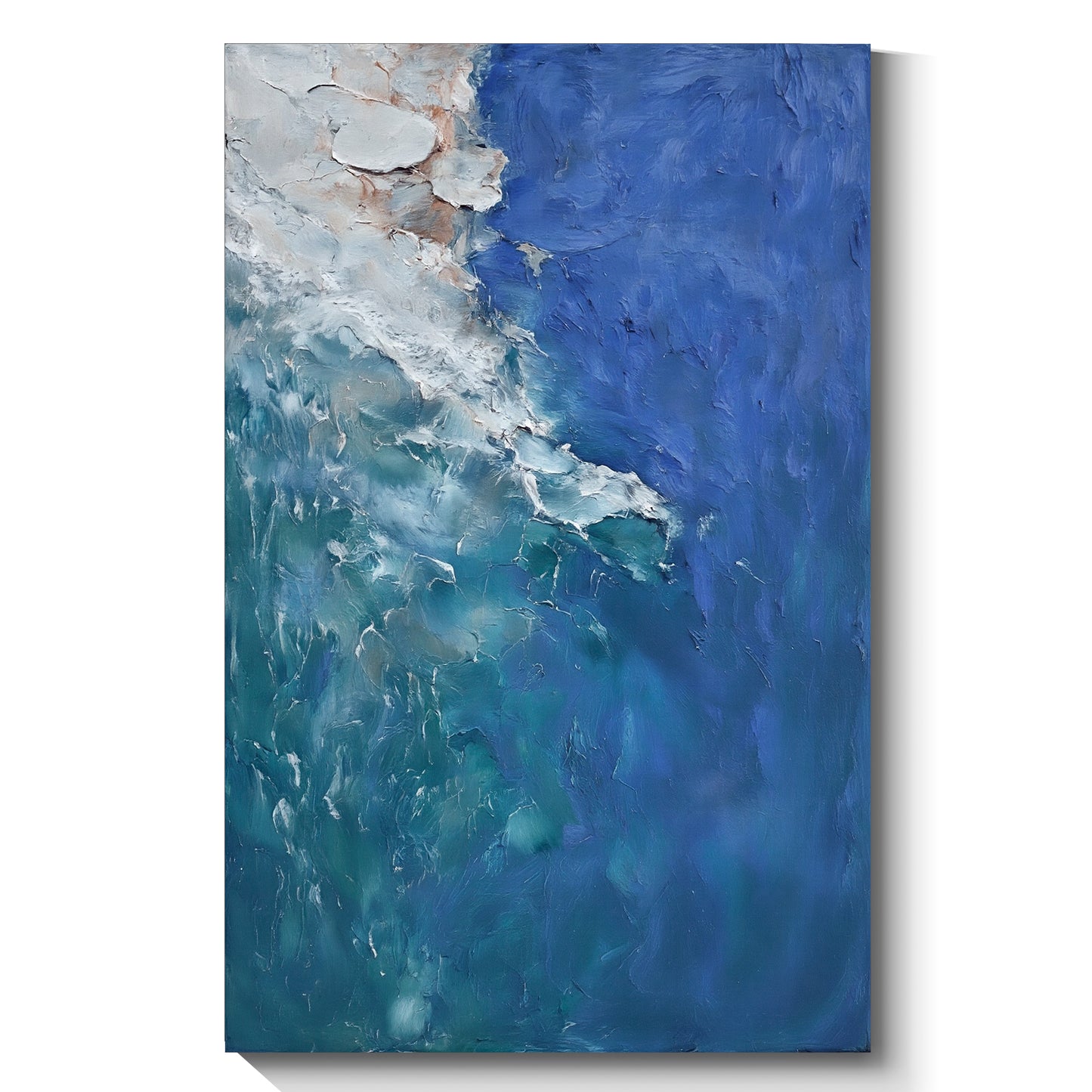 "Sea of Healing" modern abstract wall art, hand-painted oil painting.