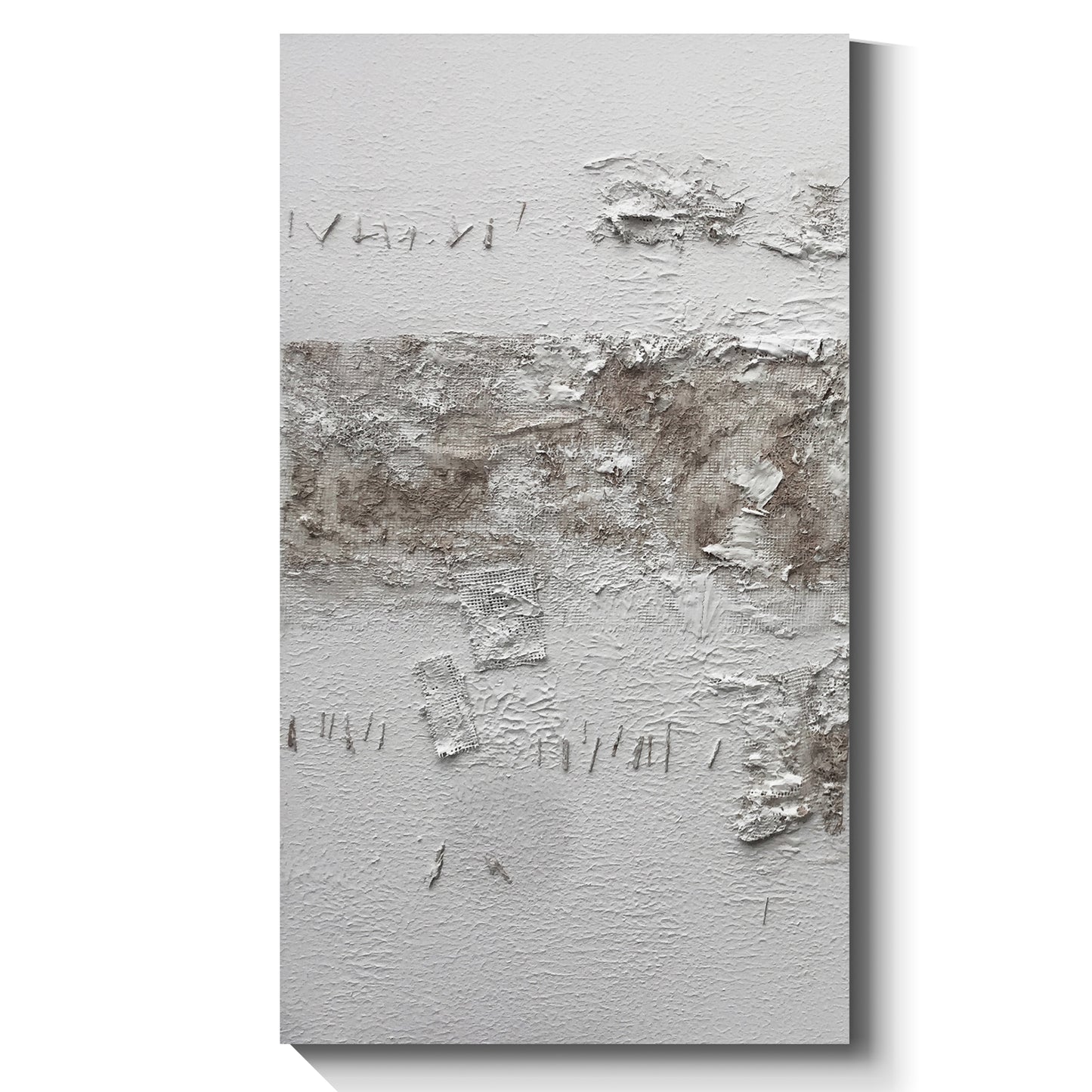 Gray+white wall art, hand-painted oil painting