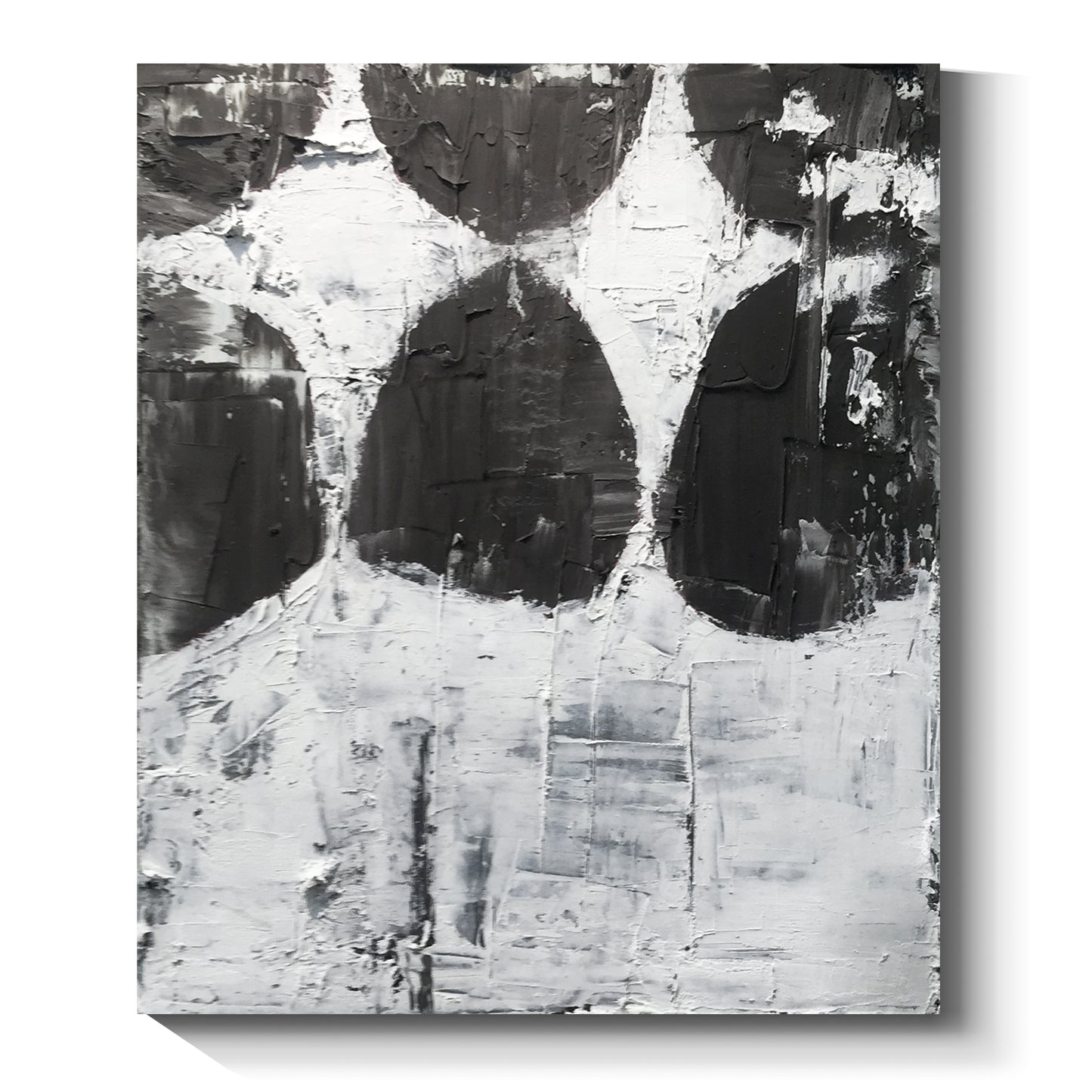 Black, white and gray simple wall art, hand-painted oil painting