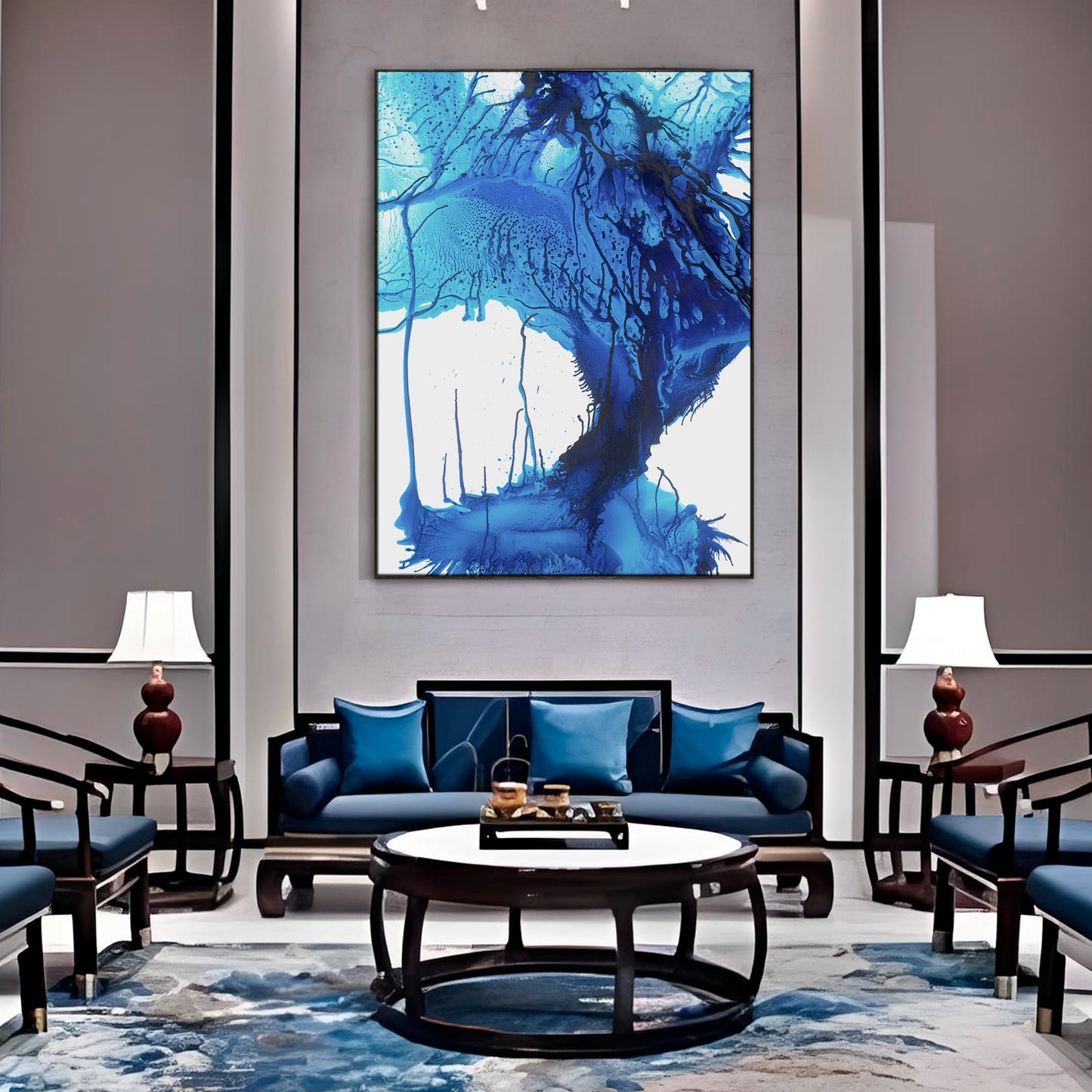 "Blue Rhythm" framed canvas prints