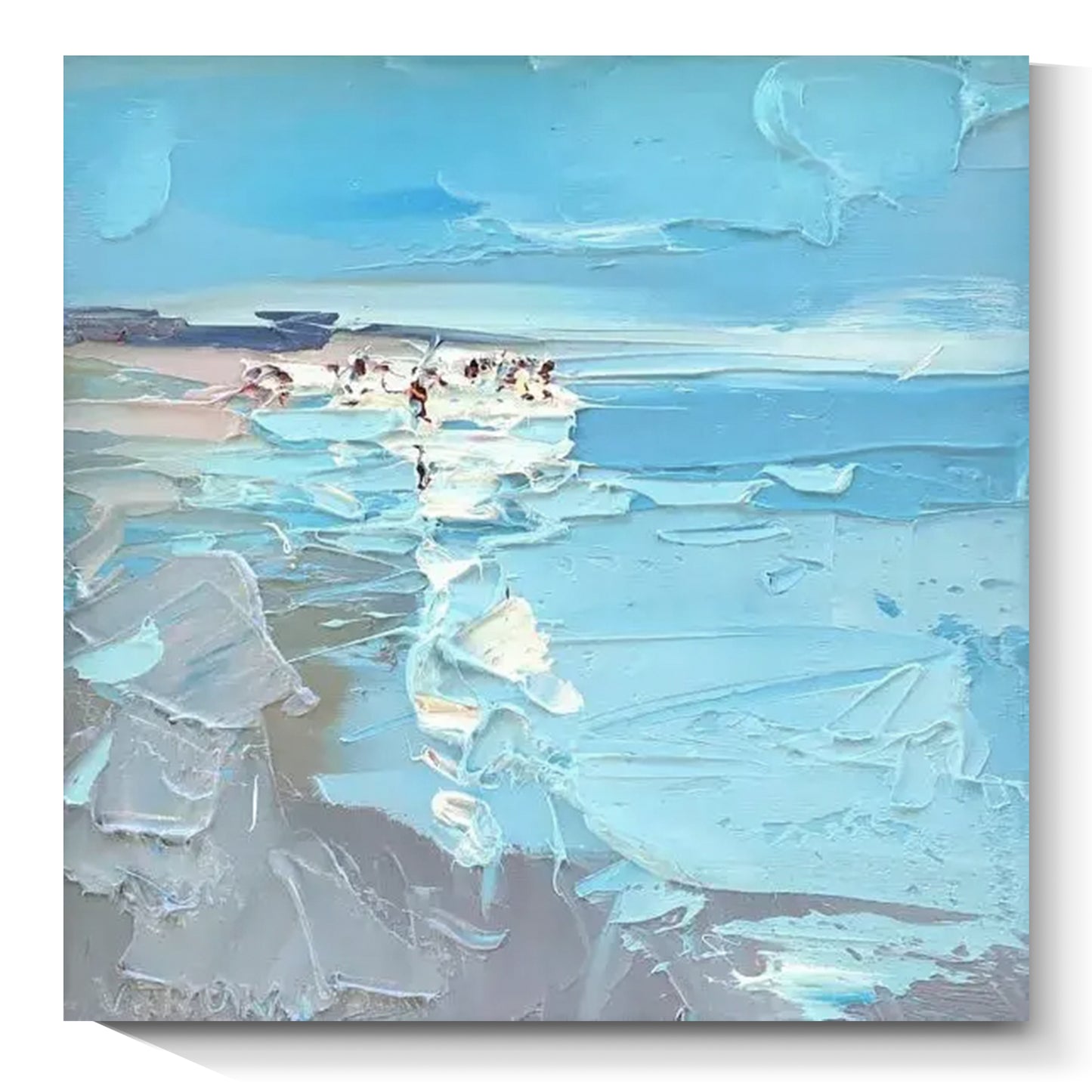 'Touching the Sea'Hand drawn oil painting