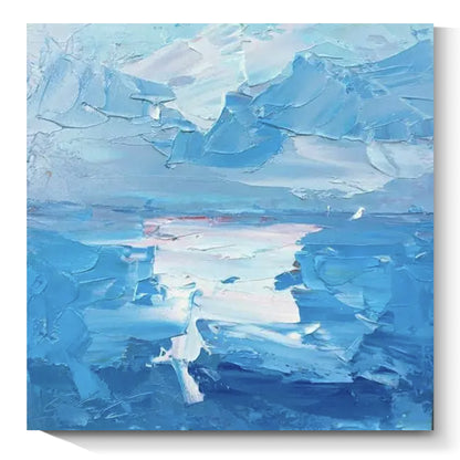 Blue hand-painted oil painting