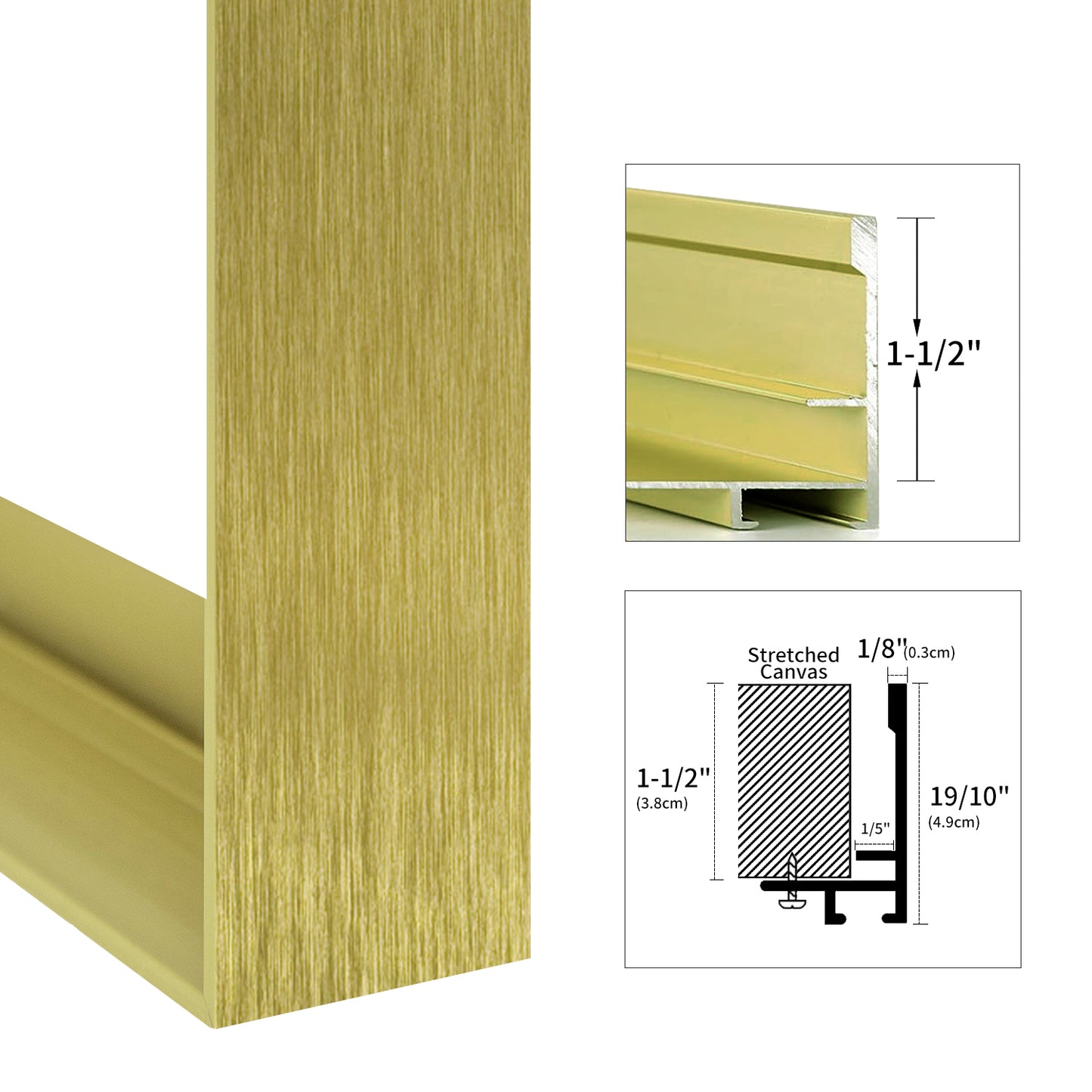 Metal Floating Picture Frame for Canvas Oil Painting, DIY Canvas Picture Frame, 1.5 Inch Depth for Canvas Prints Wall Art/Portrait/Landscape Living Room Bedroom Kitchen Decor (gold)