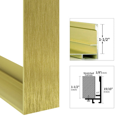 Metal Floating Picture Frame for Canvas Oil Painting, DIY Canvas Picture Frame, 1.5 Inch Depth for Canvas Prints Wall Art/Portrait/Landscape Living Room Bedroom Kitchen Decor (gold)