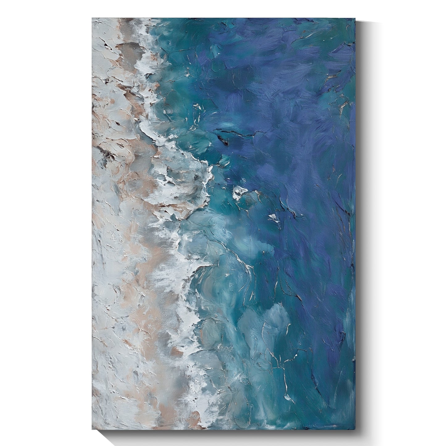 "Sea of Healing" modern abstract wall art, hand-painted oil painting.