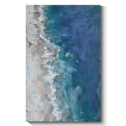 "Sea of Healing" modern abstract wall art, hand-painted oil painting.