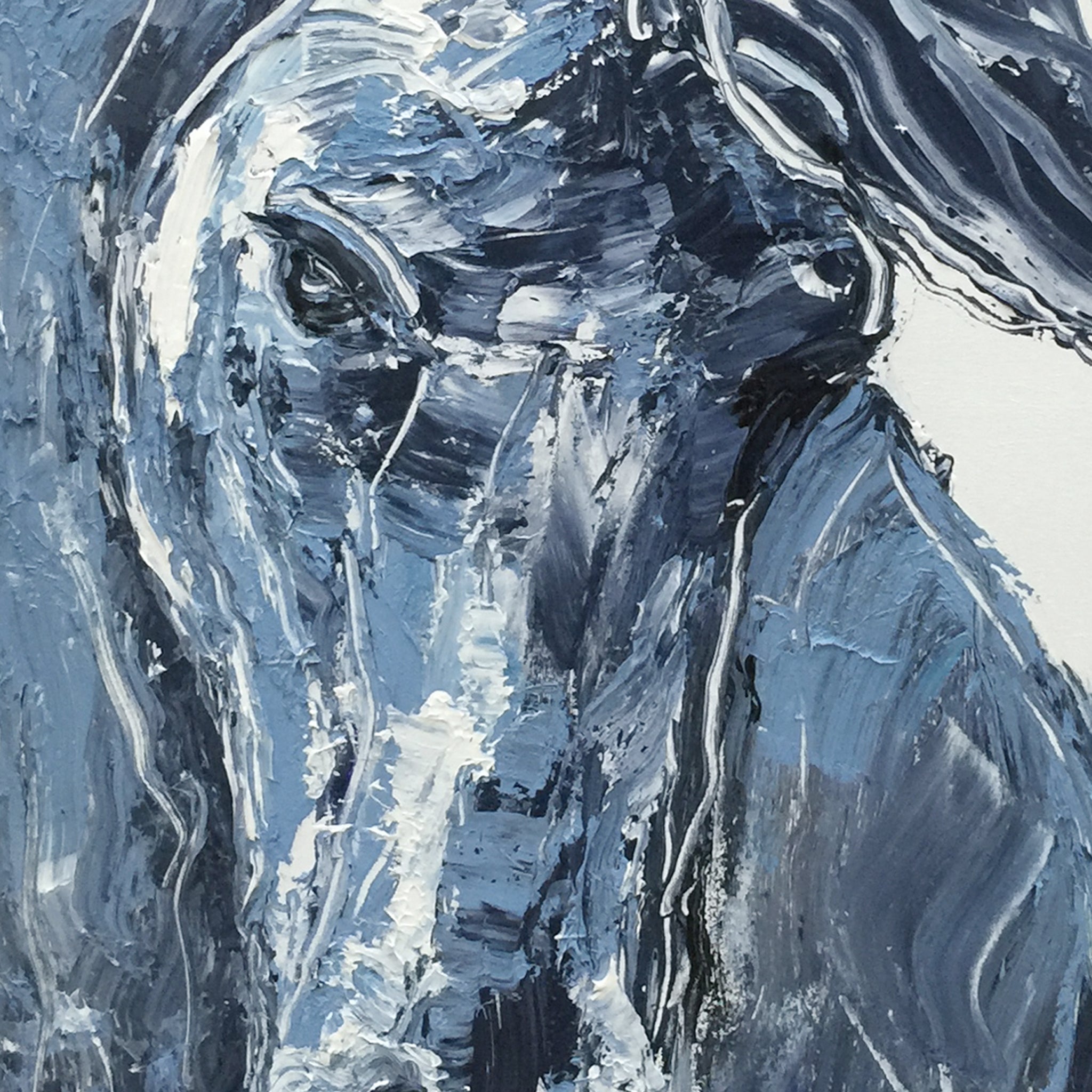 Blue steed wall art, hand-painted oil painting – ARTGOW