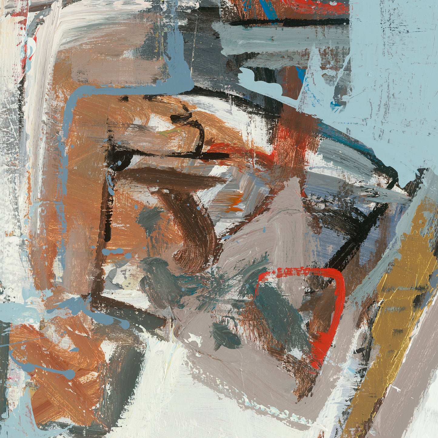 Square hand drawn acrylic painting