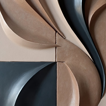 Beige and Brown dark green Wall Sculptures, 3D Wood Wall Art, Minimalist Wall Hanging Home Decor