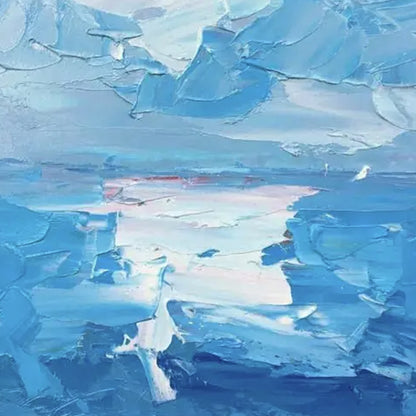 Blue hand-painted oil painting