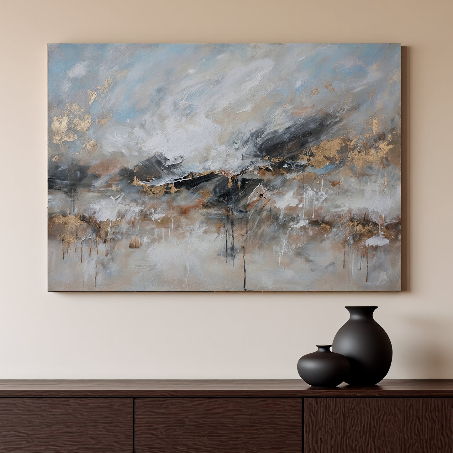 Banner modern abstract wall art, hand-painted oil painting