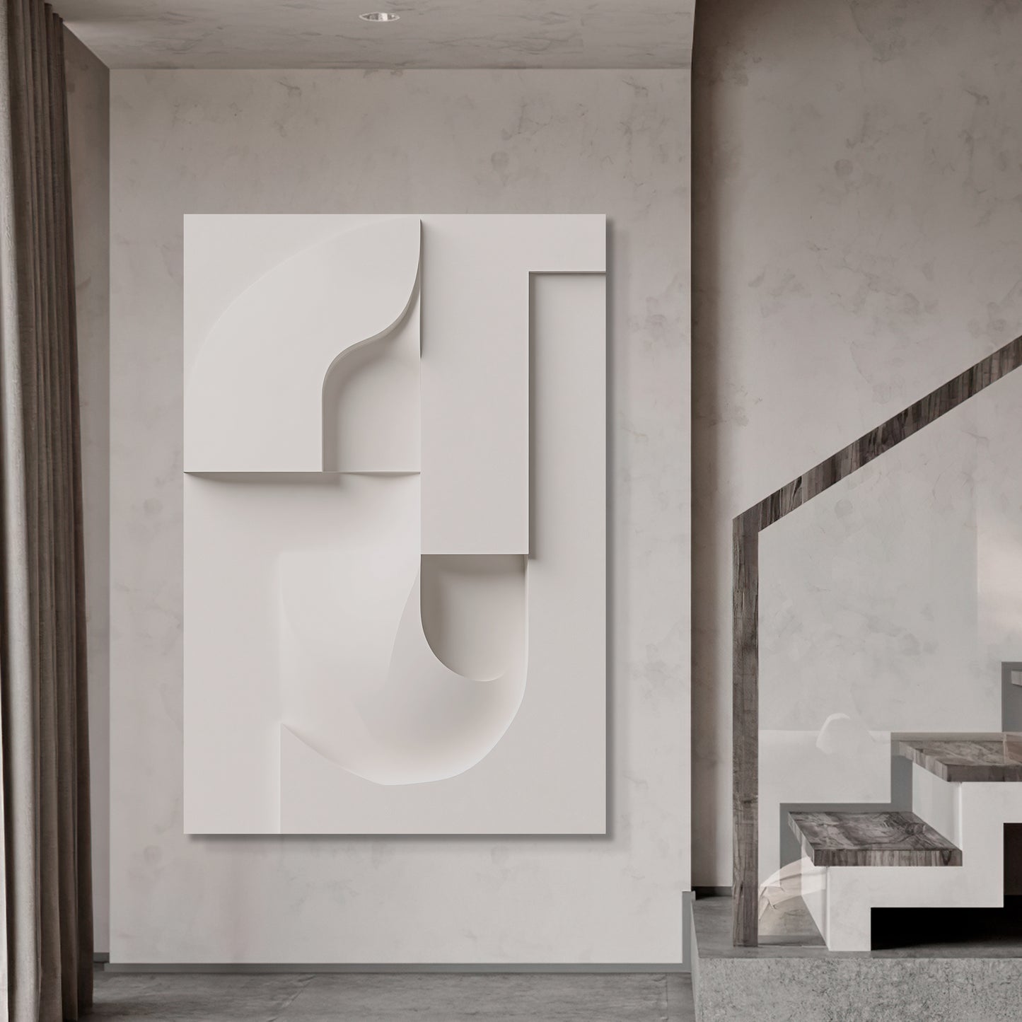 Beige Wall Sculptures, 3D Wood Wall Art, Minimalist Wall Hanging Home Decor