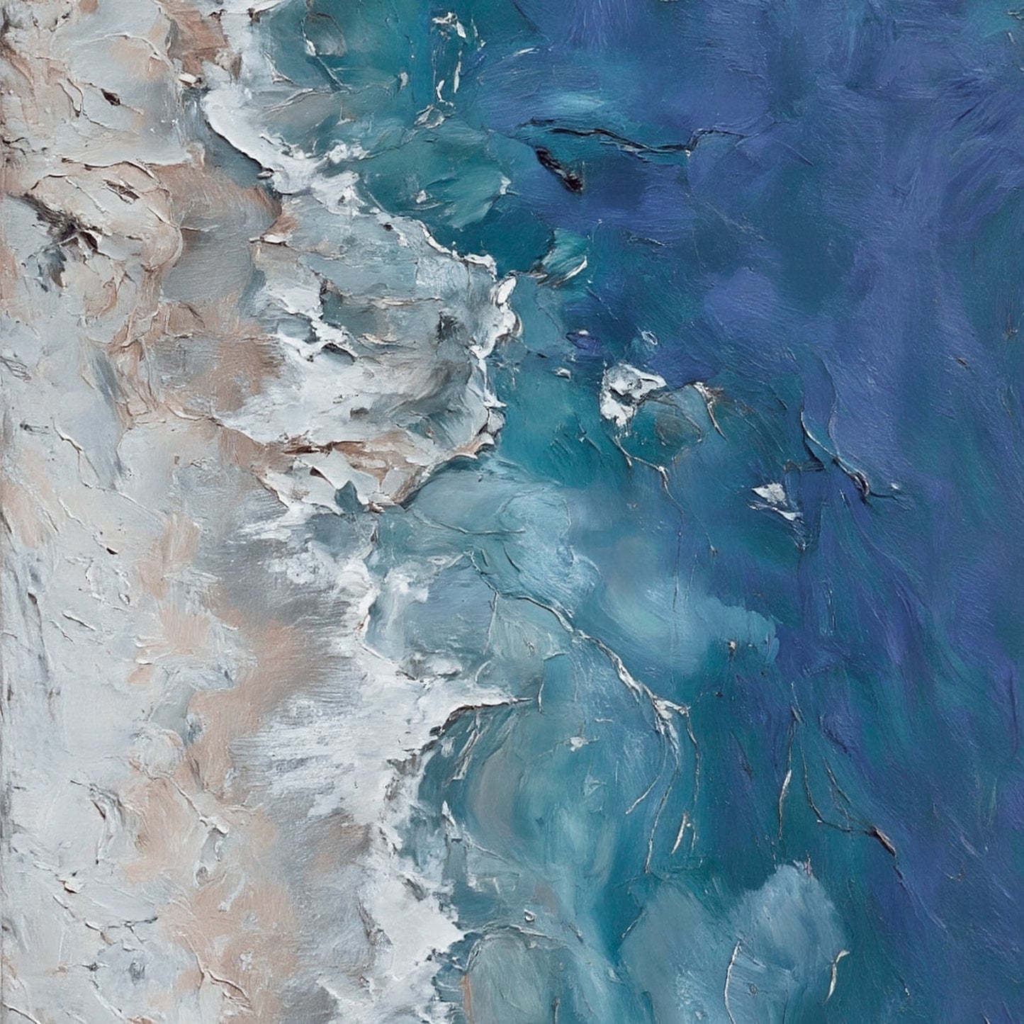 "Sea of Healing" modern abstract wall art, hand-painted oil painting.