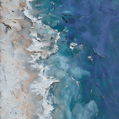 "Sea of Healing" modern abstract wall art, hand-painted oil painting.