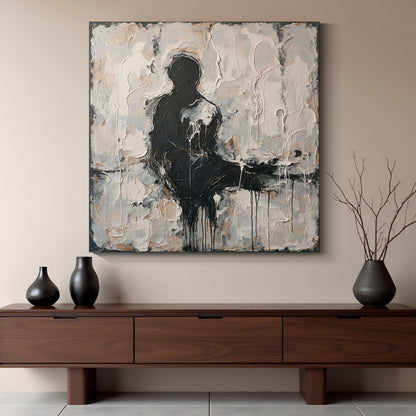 Square modern abstract wall art, hand-painted oil painting