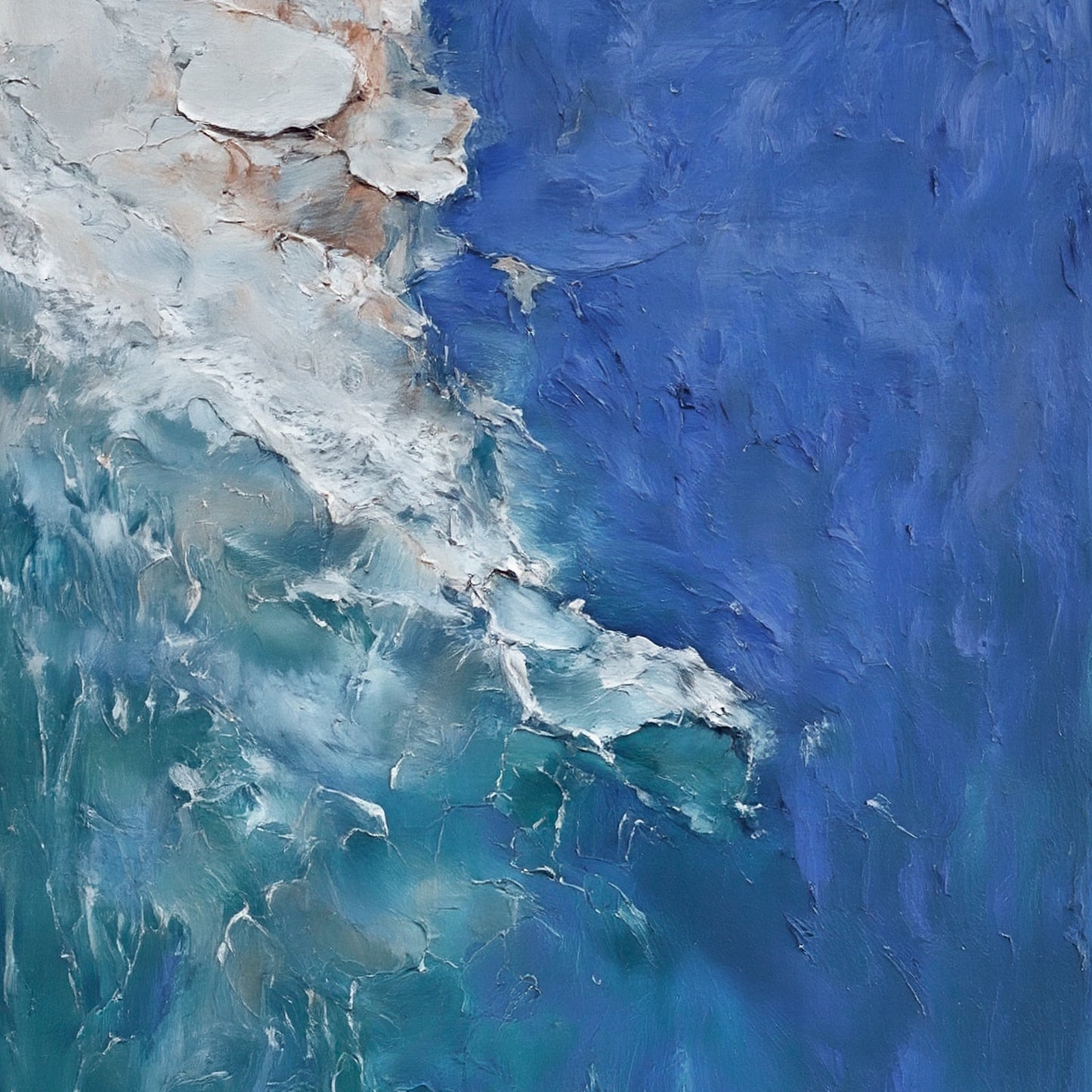 "Sea of Healing" modern abstract wall art, hand-painted oil painting.