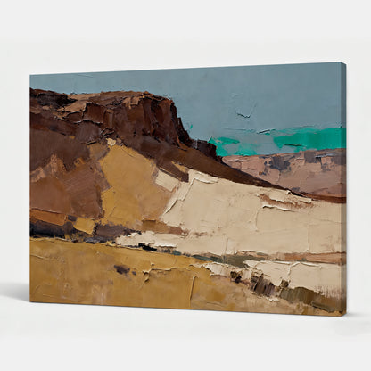 Hand-Painted Abstract Gobi Desert Oil Painting, Modern Minimalist Wall Art for Living Room, Entryway