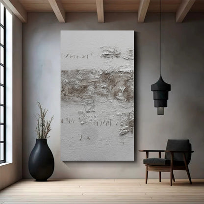 Gray+white wall art, hand-painted oil painting
