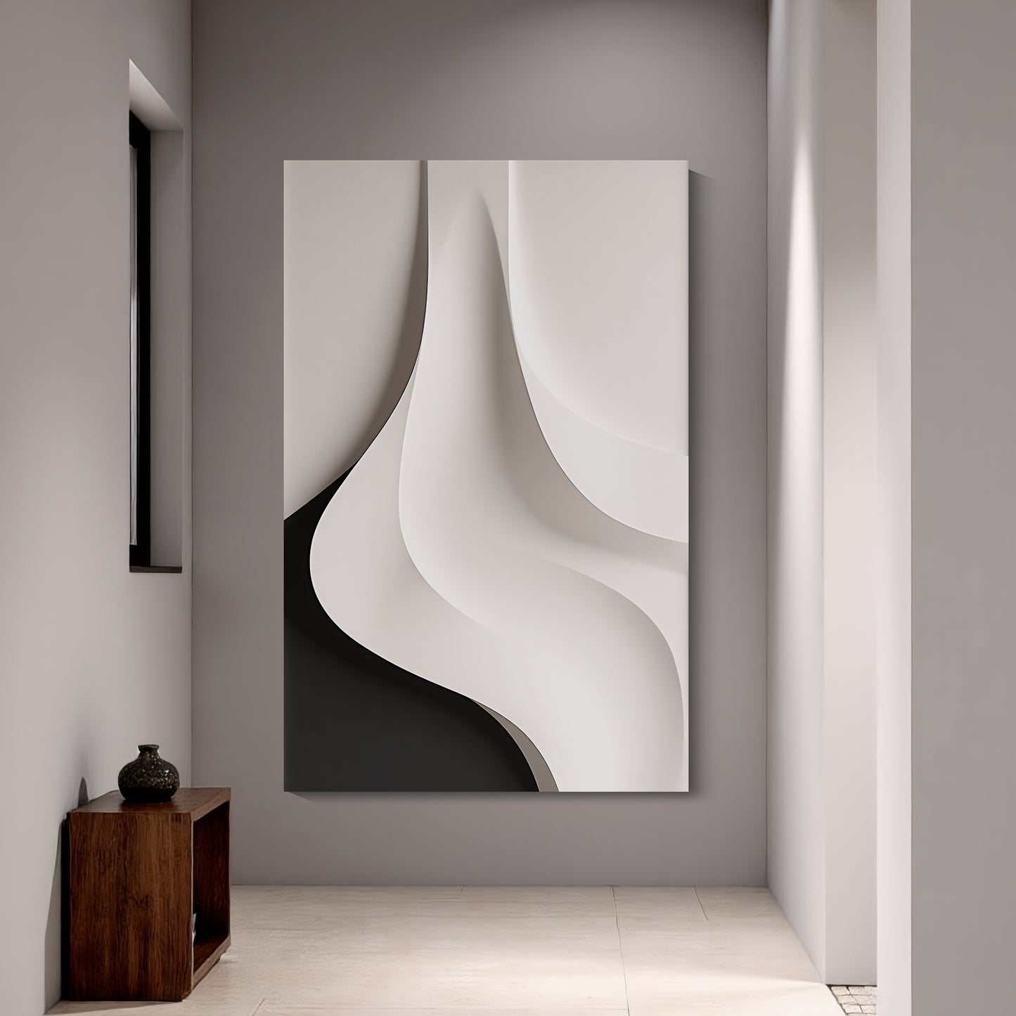 Beige and black Wall Sculptures, 3D Wood Wall Art, Minimalist Wall Hanging Home Decor